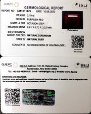 2.43/CT Natural Neo Burma Ruby with Govt. Lab Certificate (4551)